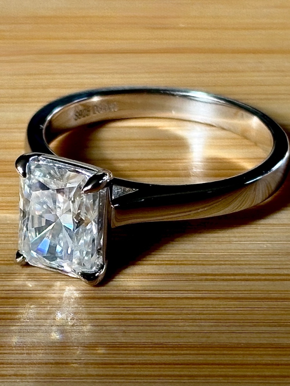 A certified 3ct radiant Moissanite solitaire in solid sterling silver and 18k! - Picture 11 of 16